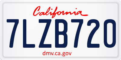 CA license plate 7LZB720