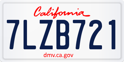 CA license plate 7LZB721