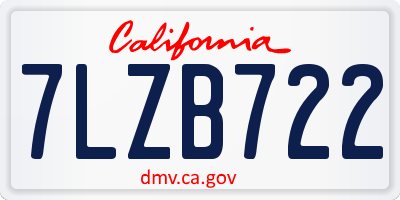 CA license plate 7LZB722