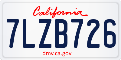 CA license plate 7LZB726