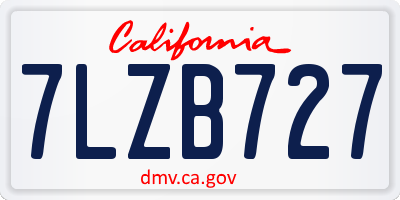CA license plate 7LZB727