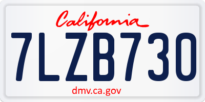 CA license plate 7LZB730