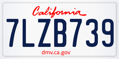 CA license plate 7LZB739
