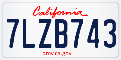 CA license plate 7LZB743