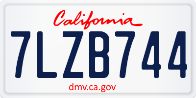 CA license plate 7LZB744