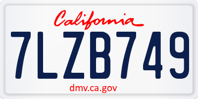 CA license plate 7LZB749