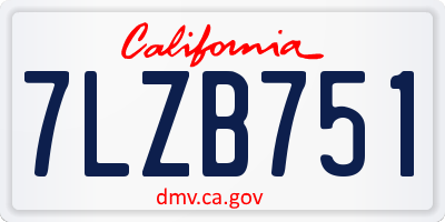 CA license plate 7LZB751