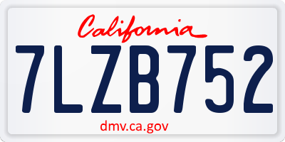 CA license plate 7LZB752