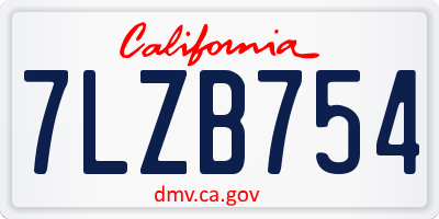 CA license plate 7LZB754