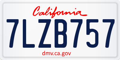 CA license plate 7LZB757