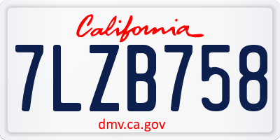 CA license plate 7LZB758