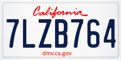 CA license plate 7LZB764