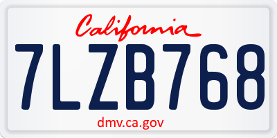 CA license plate 7LZB768