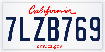 CA license plate 7LZB769