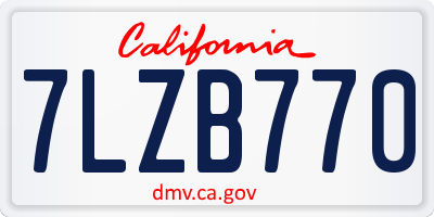 CA license plate 7LZB770