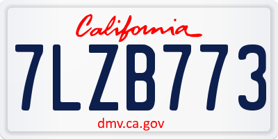 CA license plate 7LZB773
