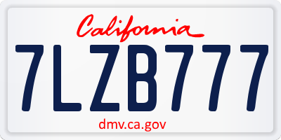 CA license plate 7LZB777