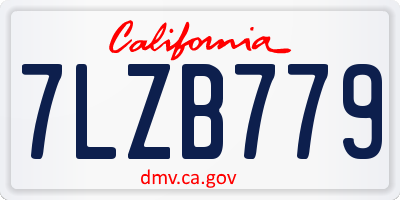 CA license plate 7LZB779