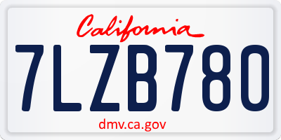 CA license plate 7LZB780