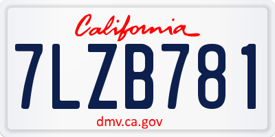 CA license plate 7LZB781