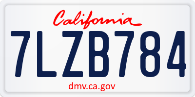CA license plate 7LZB784