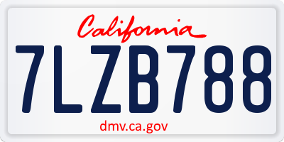 CA license plate 7LZB788