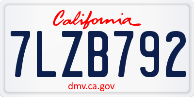 CA license plate 7LZB792