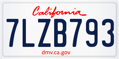 CA license plate 7LZB793