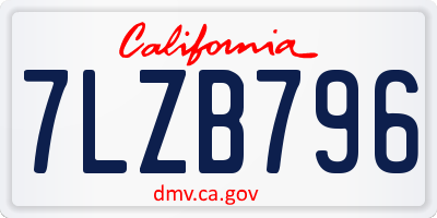 CA license plate 7LZB796