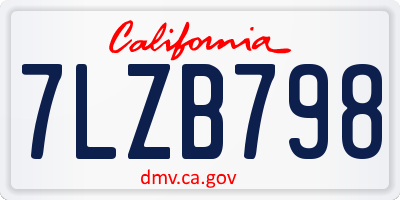 CA license plate 7LZB798