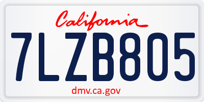 CA license plate 7LZB805