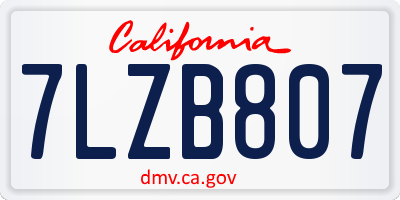 CA license plate 7LZB807