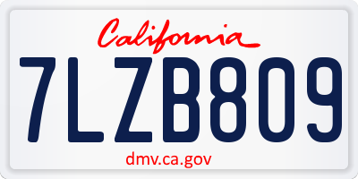 CA license plate 7LZB809