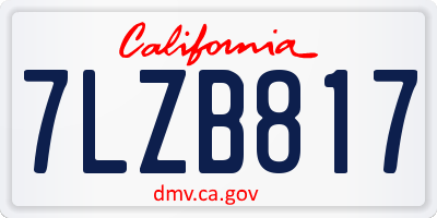 CA license plate 7LZB817