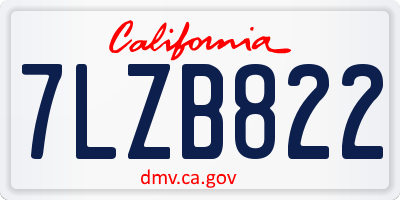CA license plate 7LZB822