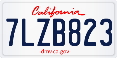 CA license plate 7LZB823