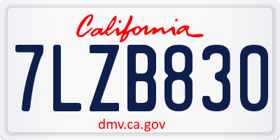 CA license plate 7LZB830