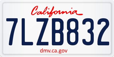 CA license plate 7LZB832