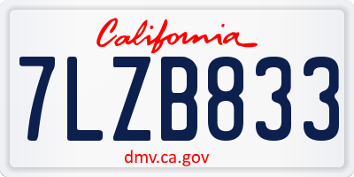 CA license plate 7LZB833