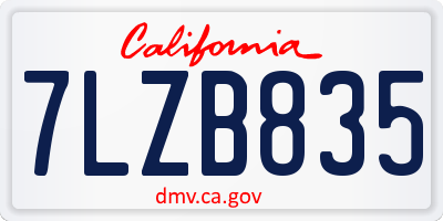 CA license plate 7LZB835