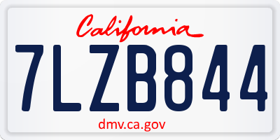 CA license plate 7LZB844