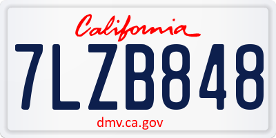 CA license plate 7LZB848