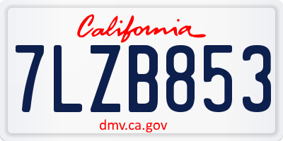 CA license plate 7LZB853