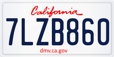 CA license plate 7LZB860