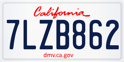 CA license plate 7LZB862