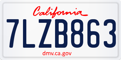 CA license plate 7LZB863