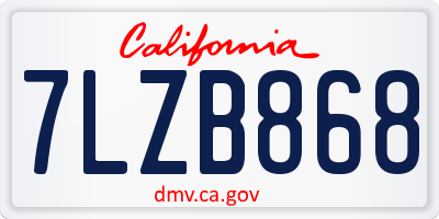 CA license plate 7LZB868