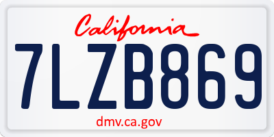 CA license plate 7LZB869