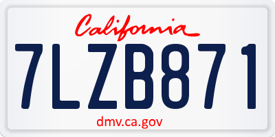 CA license plate 7LZB871