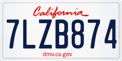 CA license plate 7LZB874